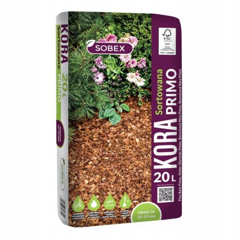 Corteza de coníferas de pino para jardín, 20 l, 10-20 mm