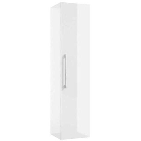 Columna de baño suspendida, blanco brillo, 125x33cm, cierre suave Pinia