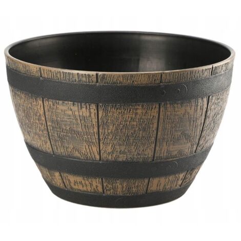 Maceta imitación madera marrón oscuro 33 cm Barril