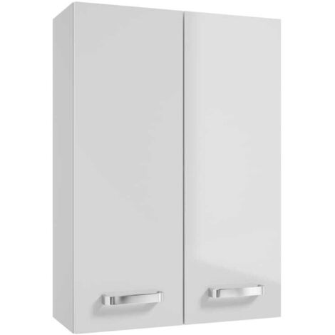 Mueble de baño suspendido con balda 50 cm, blanco brillo Mila
