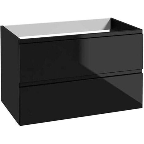 Mueble de baño 80x50 cm, negro brillo, suspendido, con encimera Modus
