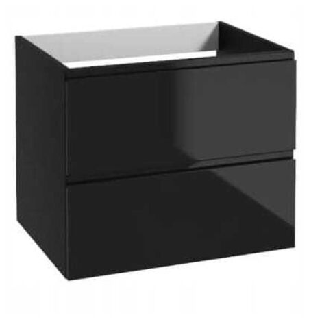 Mueble de baño 60x50 cm, negro brillo, suspendido, con encimera Modus