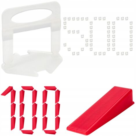 Sistema de nivelaci贸n de baldosas 500 clips 100 cu帽as fuga 1mm X-level (1/5)