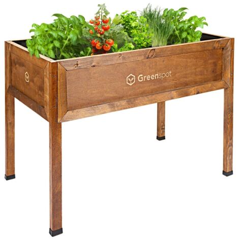 Jardinera elevada para balcón, terraza y jardín 110x55x80cm - Herbario de madera con patas - Jardinera con patas para flores, hierbas, verduras - Jardinera elevada para el jardín, Greenspot Vintage pa (1/5)