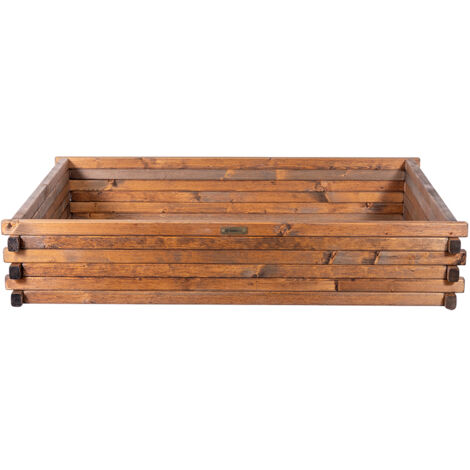 Bancal de madera 120x80x24cm Greenspot - Bancal de jardín elevado para hierbas, flores y verduras - Jardinera de madera impregnada - Madera Palisandro