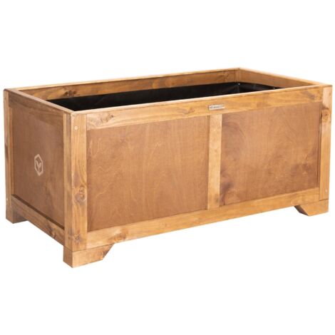 Maceta de madera vintage Greenspot de 80 x 42 x 45 cm. Maceta grande de madera para terraza, balcón o jardín. Maceta elegante para flores, hierbas y verduras. Color palisandro. (1/5)