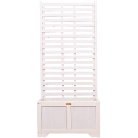 Maceta Pérgola Vintage 80 x 42 x 180 cm - Maceta de madera con escalera para balcón, terraza, jardín, 120 L - Pérgola de madera para plantas trepadoras - Separador de espacios, color blanco