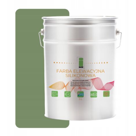 Pintura de silicona para fachadas, verde oliva, 5 l + antialgas