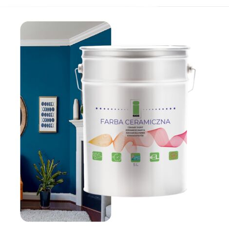 PINTURA CERÁMICA PARA PAREDES, LAVABLE, AZUL, 5 L, RESISTENTE A LAS MANCHAS