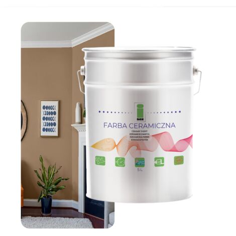 PINTURA CERÁMICA PARA PAREDES, LAVABLE, MARRÓN CLARO, 5 L, RESISTENTE A LAS MANCHAS (1/5)