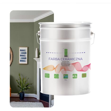 PINTURA CERÁMICA PARA PAREDES LAVABLE VERDE OLIVA 5L RESISTENTE A LAS MANCHAS (1/5)