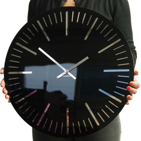 Reloj de pared TRIM negro para salón, 50 cm