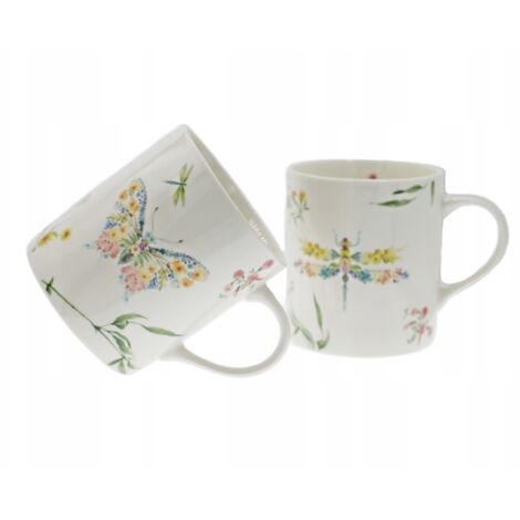 TAZAS TAZA DE CER脕MICA 300 ml Estampado Mariposas y Lib茅lulas PAPILLON SET DE 2 (1/5)