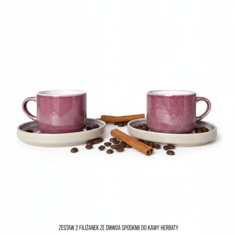 JUEGO DE TAZAS DE CAF脡 CON PLATOS PARA CAF脡 Y T脡 200 ml CIRUELA 脴 8,5 cm