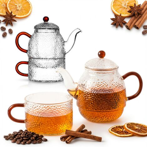 JARRA HERVIDOR CON INFUSOR 0,5L CON TAZA 250ml JUEGO DE T脡 DE CRISTAL