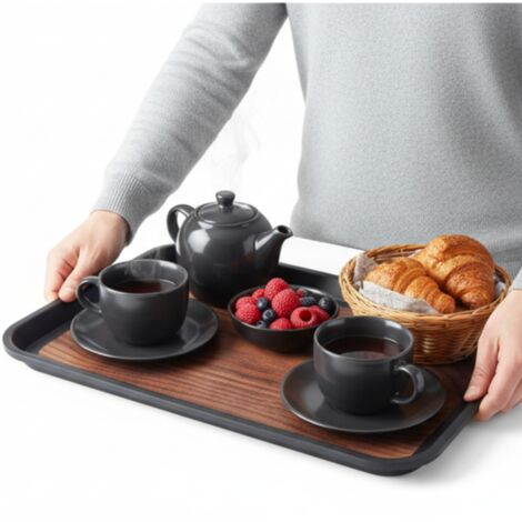 BANDEJA DE SERVICIO DE COCINA RECTANGULAR NEGRA 41,5脳30,5cm