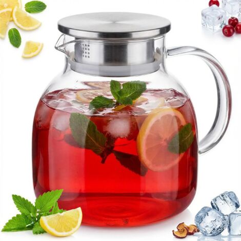 JARRA DE VIDRIO RESISTENTE AL CALOR 1,2L PARA CAF脡, T脡, CAF脡, AGUA Y ZUMO 脴10