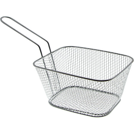 CESTA PARA SERVIR PATATAS FRITAS Y BOCADILLOS MINI CESTA DE ACERO PLATEADA (1/5)