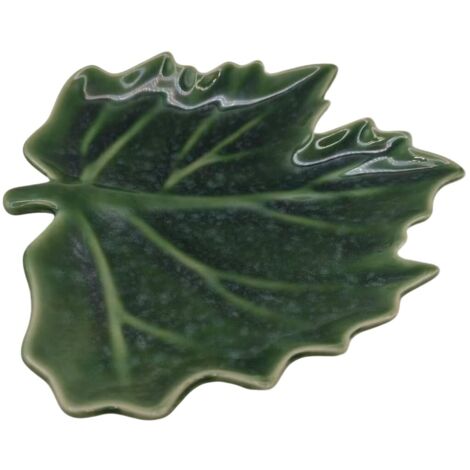 PLATO DE CER脕MICA HOJA DE ARCE 20 CM PLATO VERDE BANDEJA DE APERITIVO DECO