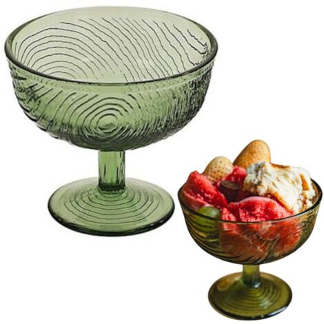 VASO DE VIDRIO DE 300 ML PARA HELADO POSTRE POSTRE ENSALADA VIDRIO VERDE (1/5)