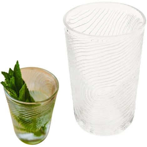 VASO PARA AGUA, BEBIDAS, ZUMO 300ml, PATR脫N DE RODAJAS DE MADERA DE 脕RBOL, TRANSPARENTE (1/5)