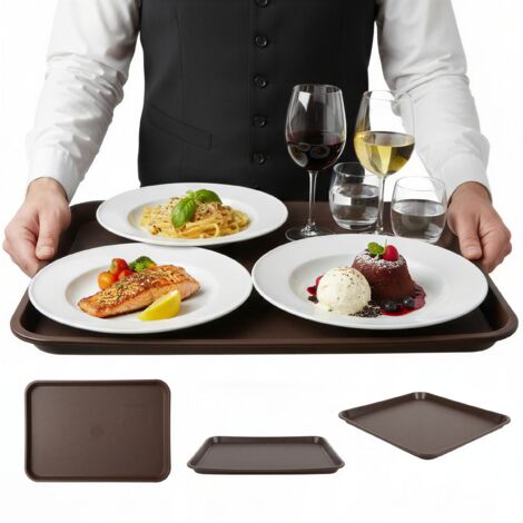 BANDEJA DE CAMARERO CARNAVAL ANTIDESLIZANTE MARR脫N RECTANGULAR 45,5脳35,5脳2cm