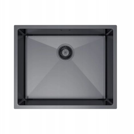 Fregadero monocubo NAYES de 54x44 cm, de acero con revestimiento PVD negro.