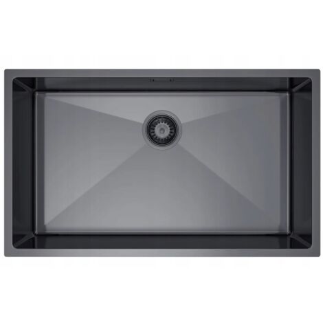 Fregadero monoseno NAYES de 74x44 cm, acero inoxidable, revestimiento PVD negro.