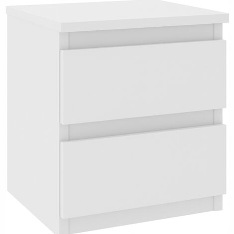 Mesita de noche con 2 cajones, cómoda, mesita de noche, blanca, muebles de dormitorio