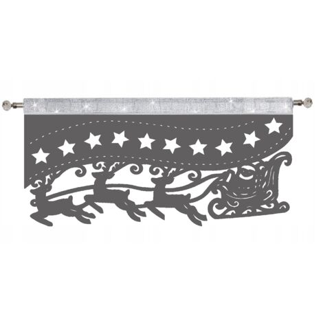 Cortina festiva con Papá Noel en su trineo, estilo navideño glamuroso, 60 x 35 cm (1/4)