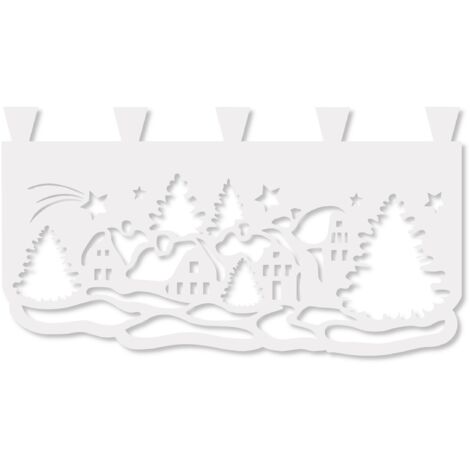 Cortina de cocina M10, motivo de paisaje navideño, 60 x 35 cm (1/4)