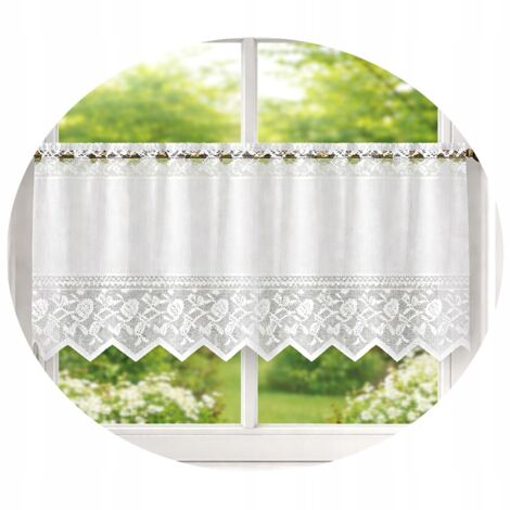 Cortina de cocina jacquard ZAZDROSKA con ganchos, blanca, 100x35 (1/5)