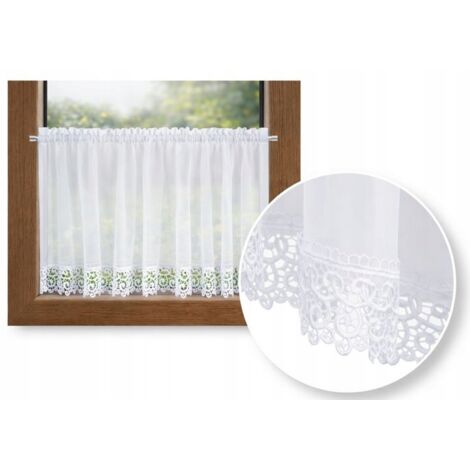 Cortina de cocina de voile de encaje guipura blanco para cortinas de túnel 200 x 40 (1/5)