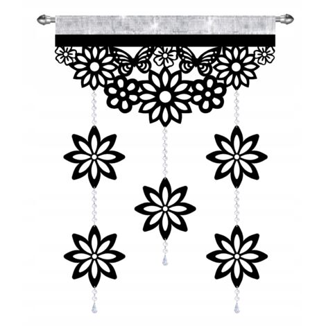 Cortina moderna con motivo de mariposas y flores y tirantes calados GLAMOUR 60x95 (1/5)