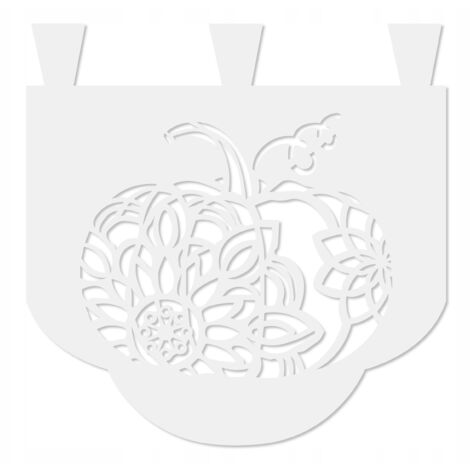 Cortina de cocina D76 con estampado de encaje, decoración de calabazas, estampado otoñal, 35 x 35 cm, blanca (1/5)