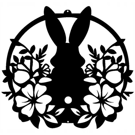 Silueta de conejito de Pascua J22 para decoración de ventanas, decoración de primavera, color negro. (1/4)