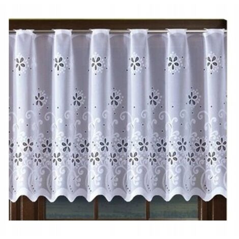 ZAZDROSKA ZAZDROSKA Cortina de Cocina FLORES blanco 150x70 + dobladillo