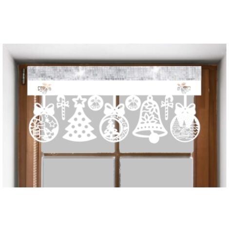 Cenefa navideña para cortina de cocina, decoración de cortina 90x40 cm (1/4)