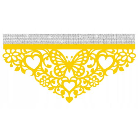 Cortina de cocina D91 con estampado de mariposas primaverales, 60 x 30 cm, amarilla (1/5)