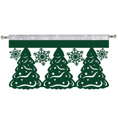 Diseño de árbol de Navidad y copo de nieve, tipo sobre, cenefa para cortina, purpurina navideña, 60x35 (1/5)