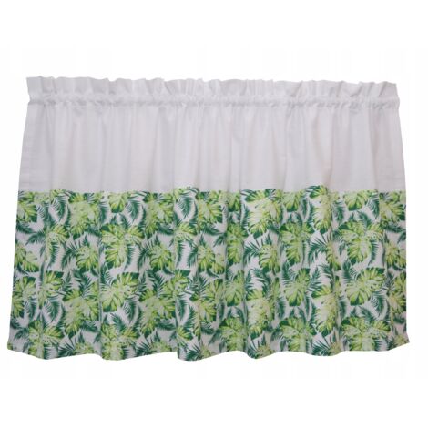 Cortina de cocina ZAZDROSTKA con estampado de hojas de la selva, 150x60 (1/2)