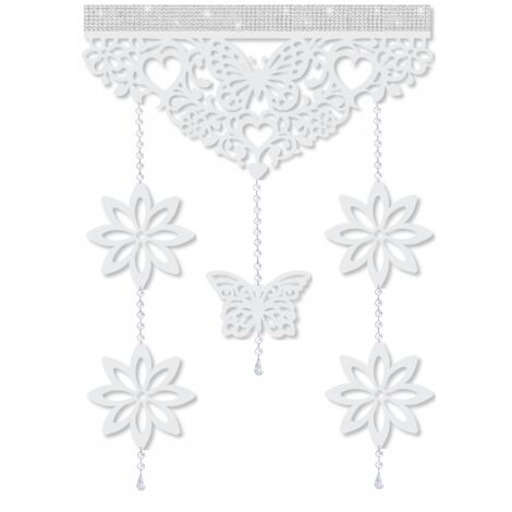 Cortina moderna D91 con mariposas y flores, elegante diseño calado, 60x90 (1/5)
