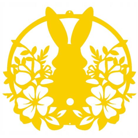 J22 Conejo de Pascua Primavera Amarillo Decoración de Ventana Calada (1/4)