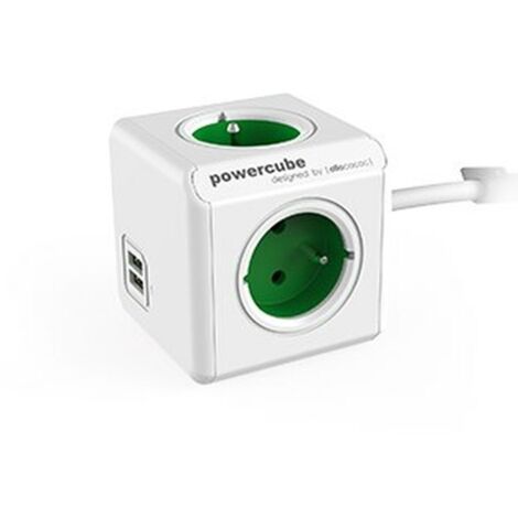 Allocacoc 2402GN/FREUPC Interior 4AC Outlet(s) 1.5m Verde, Color Blanco Base múltiple - Bases múltiples (Interior, 1,5 m, 4 Salidas AC, Tipo E (FR), Verde, Blanco, CE, KEMA FR) (1/2)