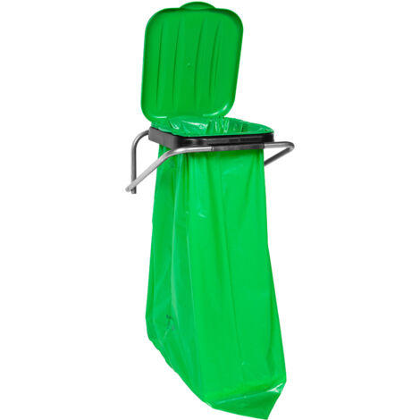 Soporte mural para la clasificación de residuos, color verde - Bolsas de 120 litros