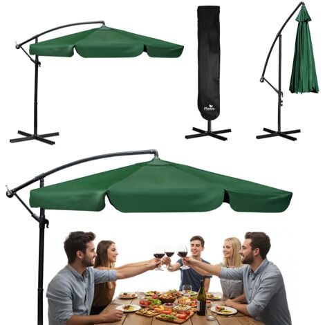Sombrilla de jardín plegable, 6 segmentos, 350 cm, con funda Plonos PL-880