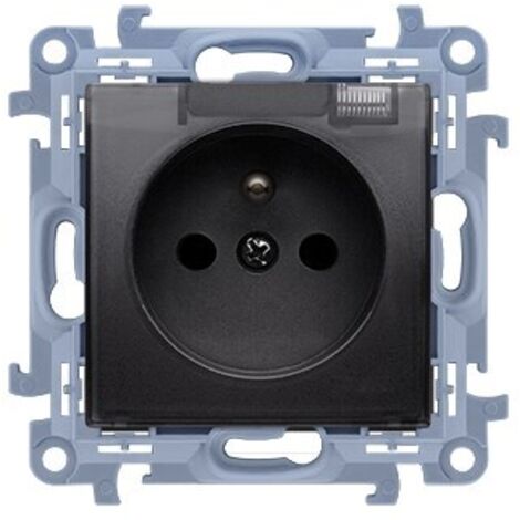 Base de enchufe con toma de tierra para versión IP44 CON PRECINTO - tapa transparente (módulo) 16A, 250V, conectores rápidos, negro mate, SIMON10