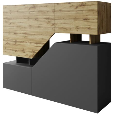 Aparador Comfivo Daldune 101, Roble wotan + Antracita, 100x120cm, Número de puertas: 435cm, Aglomerado laminado
