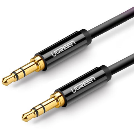 Cable de audio AUX, conector recto, minijack, 3,5 mm, 1 m, negro (1/5)
