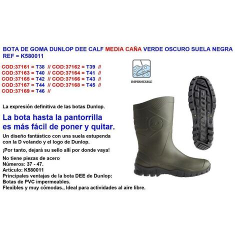 Bota de goma DUNLOP Dee media caña número 41 verde normal K580011